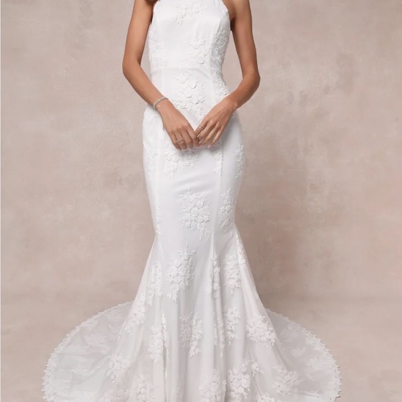 Dreamy Glamour White Embroidered Halter
Mermaid Maxi Dress - Picture 2 of 11